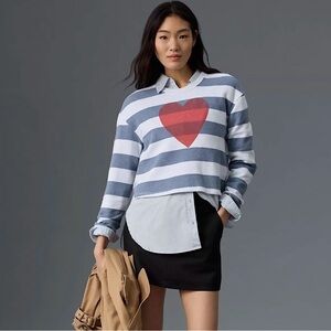 NWT Sundry Anthropologie Heart Striped Sweater Sz XS